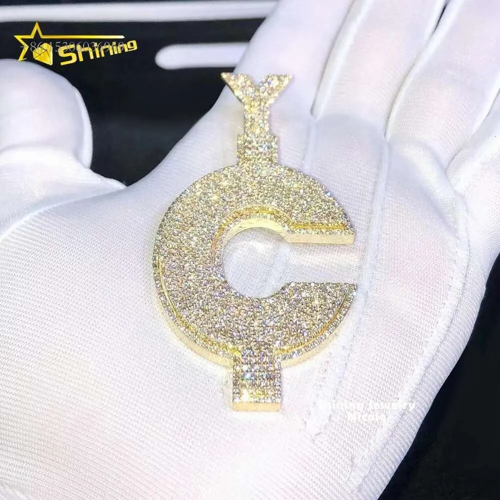 Hip Hop Fashion Sterling Sier Personalizado A B C D Nome Inicial Vvs Moissanite Carta Pingente