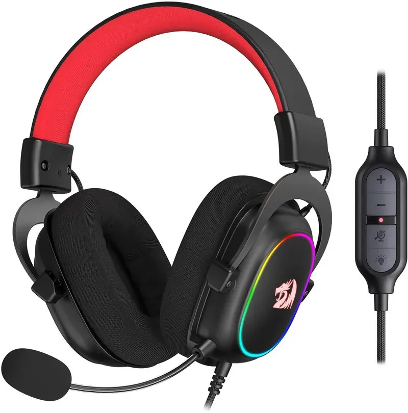 Redragon H510 Zeus X Wired Gaming Headset RGB Lighting 7.1 Surround Sound Multi Platforms Headphone Works For PC 240314