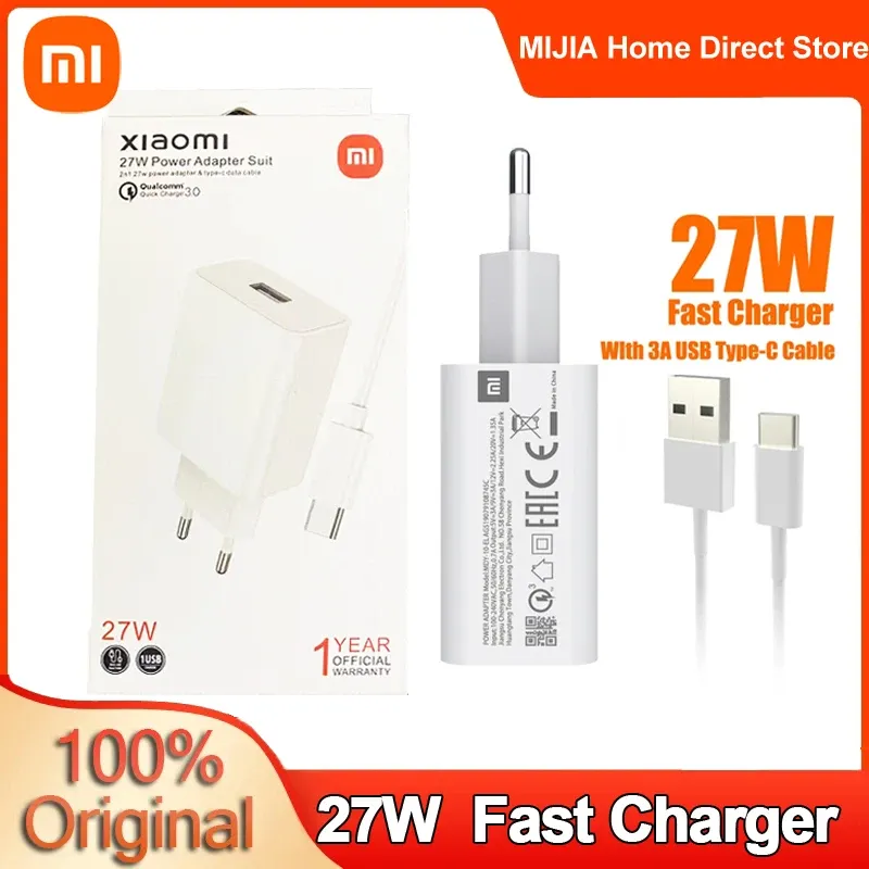 Contrôle Original Xiaomi MIJIA 27W chargeur mobile rapide QC4.0 EU adaptateur de charge mural de voyage câble de Type C Mi8 9 A2 Mix Redmi Note 7 8 K20