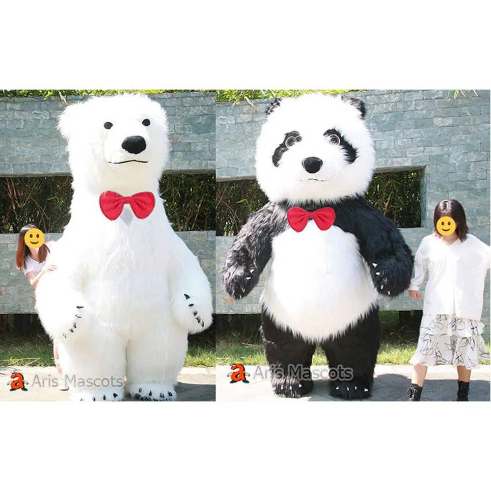 Mascottekostuums 3m volwassen enorme panda-kostuum Ijsbeer opblaaspak Draagbaar Iated Wandelmascotte-outfit Stadiumkleding Grappige jurk