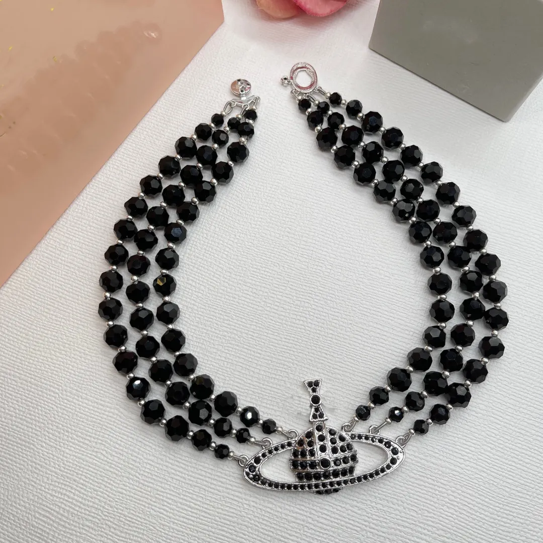 Saturn Designer femmes collier de perles Viviane tour de cou pendentif chaîne cristal or collier bijoux Westwood accessoires 76898