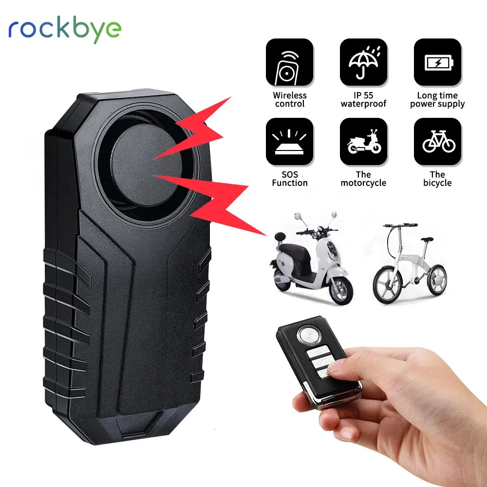 Rockbye Serrure de sécurité d'alarme de vélo avec télécommande sans fil Anti-vol vélo moto alarme serrure dispositif de sécurité de cyclisme en plein air 240318