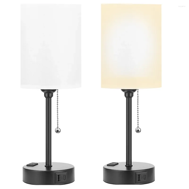 Lampes de table Lampe de bureau Lampe de lecture à intensité variable avec USB C et ports Chambre de bureau pour dortoir