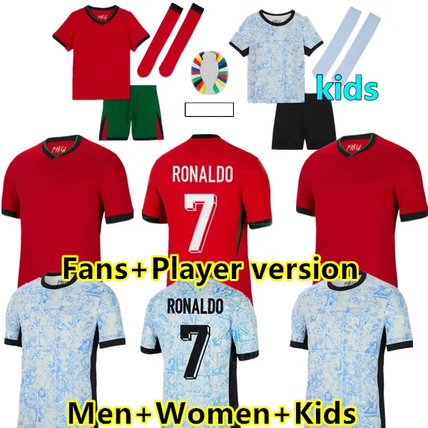 S-4XL 24 25 Portugal B.Fernandes Soccer Jerseys 2024 2025 Bruno Joao Felix Ronaldo Bernardo Diogo Cancelo Football Shirt Men Women Player Version Kids Full Sets