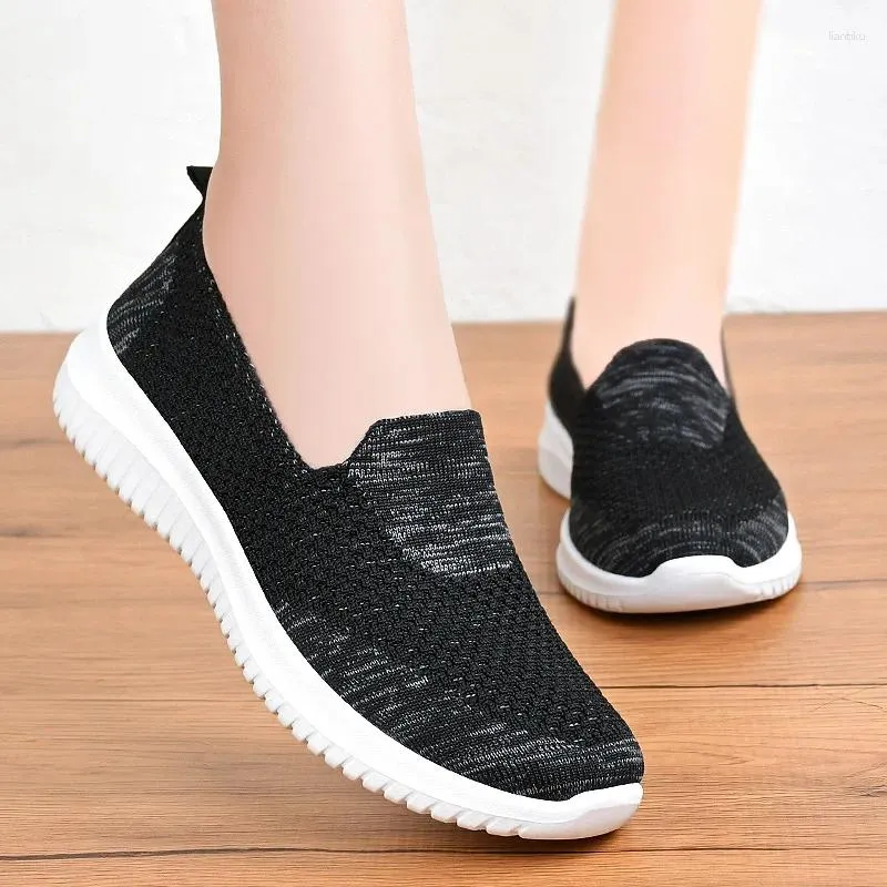 Casual Schuhe Frauen Sneaker Sommer Atmungs Weibliche Stricken Sport Outdoor Mom Anti-slip Damen Wohnungen Licht Faulenzer