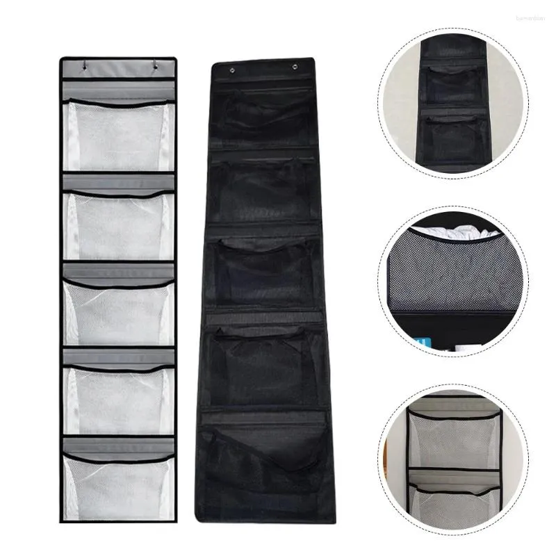 Storage Bags 2 Pcs 5 Compartment Hanging With Pockets Locker Organizer Wall Mount Closet Door Rack