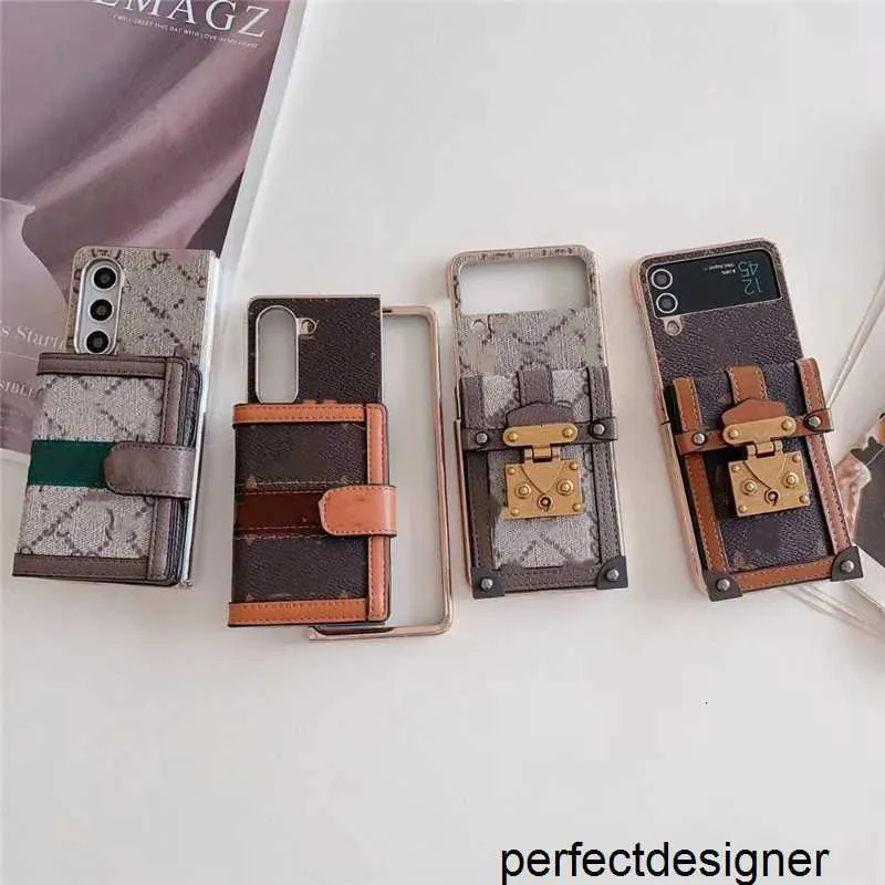 Designer Designer Placting Edge CrossBody Telefono Case per Samsung Galaxy Z Flip 5 4 3 5G Z Fold 5 4 3 Z Fold3 4 Luxury Leather Fashion Tender Card Phone Phone Sh Sh