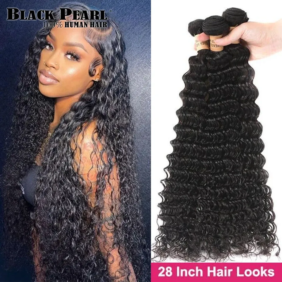 Wigs Brazilian Hair Deep Curly Hair Extension Deep Curly Human Hair Bundles Natural Color Deep Wave Hair Bundles Thick Hair Weaves