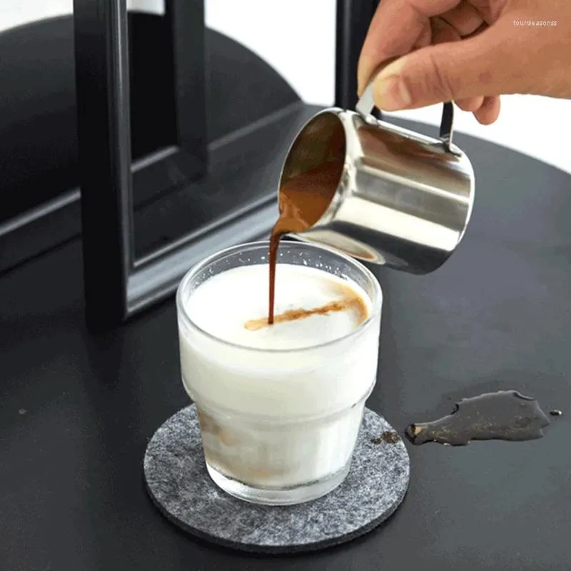 Tasses 1pc Mini matériau en acier inoxydable maison tasse de lait cafetière Latte expresso Cappuccino faisant couleur unie minimaliste