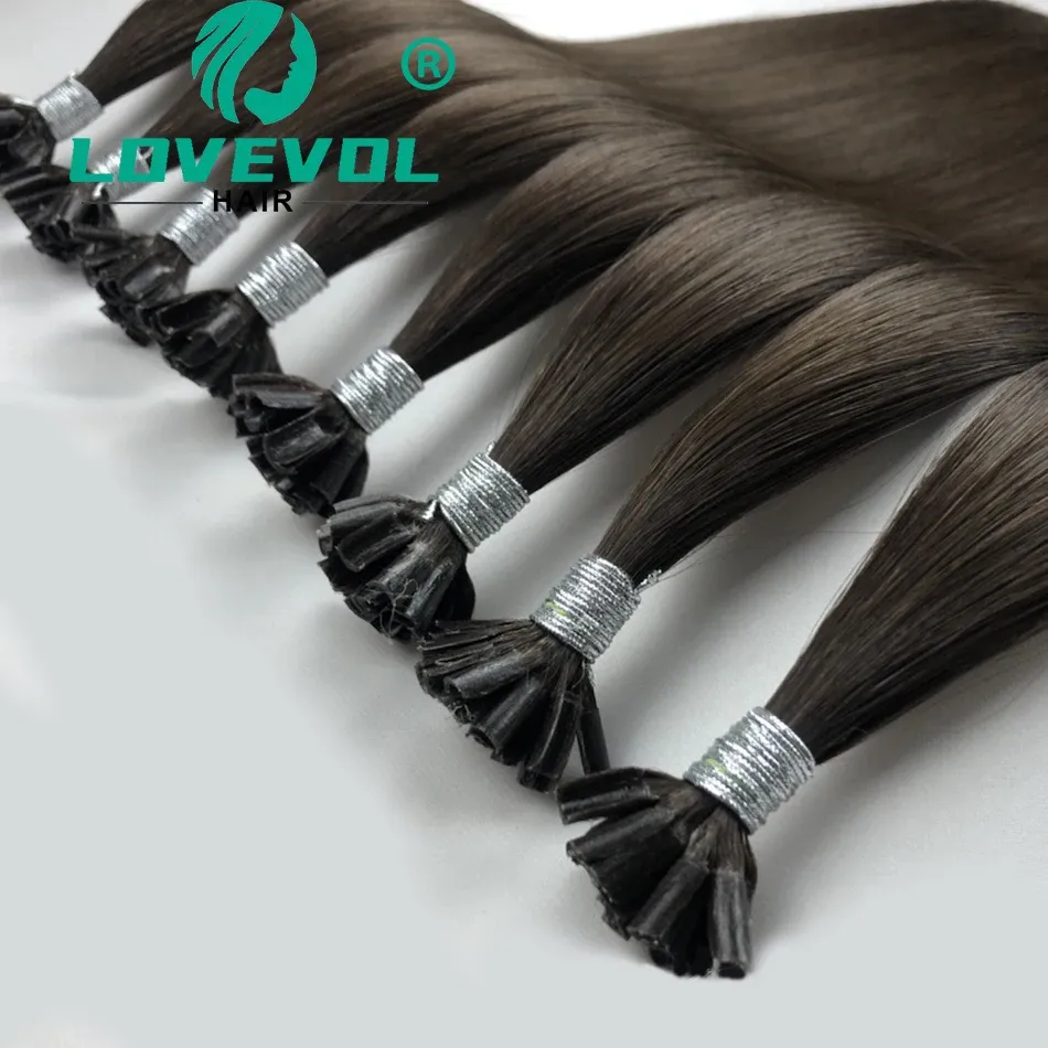Extensões retas de cabelo humano com queratina, ponta em u, extensão de cabelo remy, fusão quente, cápsulas de cabelo italianas pré-ligadas 1226