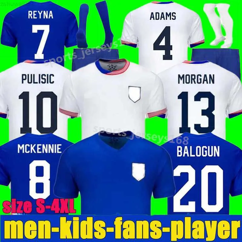 2024 USA Soccer Jerseys Copa America Woman Kids Kit 24 25 Player Version Home Away Football Shirts Pulisic Smith Morgan Balogun Musah McKennie Adams Men Size L8XV