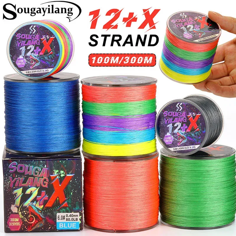 Lines Sougayilang Braided Fishing Line X12 100/300m Drag 18~80Lb Japanese PE Line for Freshwater Saltwater Fishing Accessories Pesca