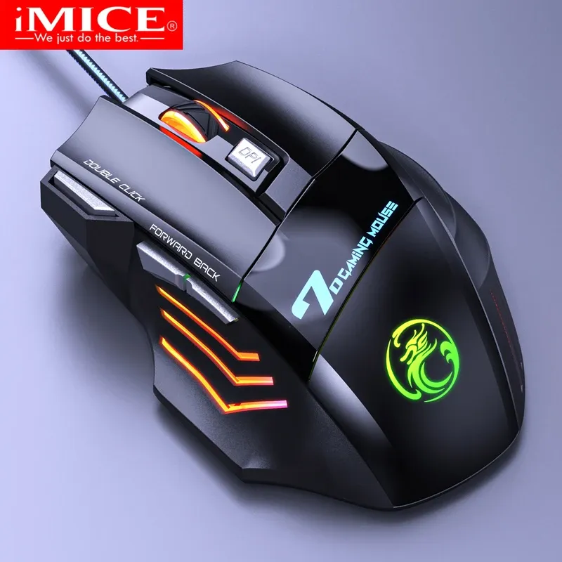 Souris Souris de jeu filaire USB souris d'ordinateur de jeu RGB Mause Gamer souris ergonomique 7 boutons 5500DPI LED souris de jeu silencieuse pour PC portable