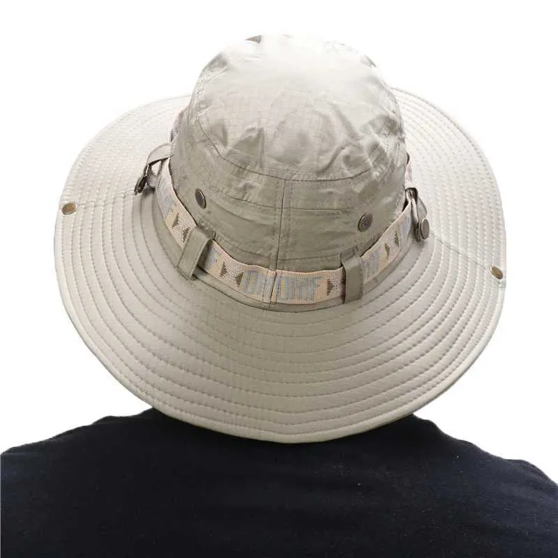 Cappelli a tesa larga Bucket Cappello a secchiello impermeabile estivo da uomo Boonie protezione UV esterna ampio Panama caccia escursionismo pesca secchielli da sole 24323