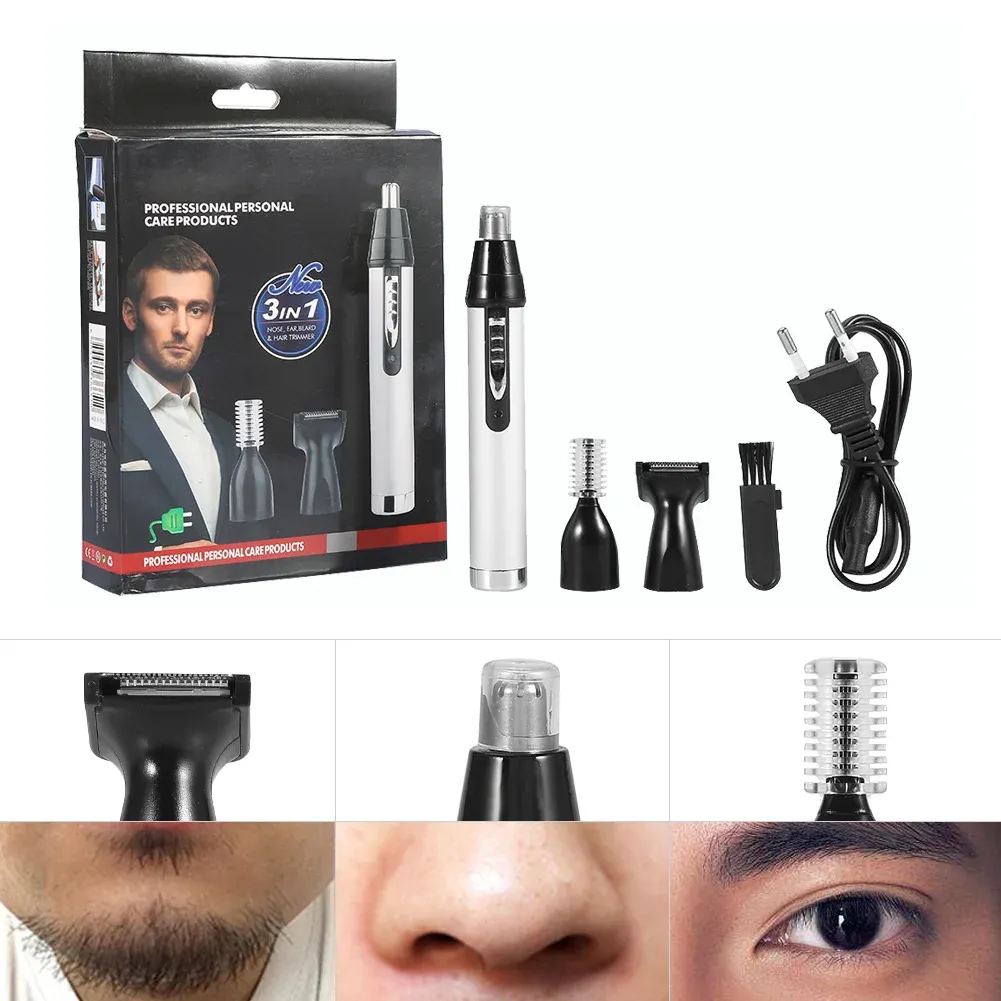 Aparador portátil 3 em 1, barbeador elétrico, nariz, orelha, para homens, usb, remoção de pelos, sobrancelha, limpeza de barba, máquina de barbear