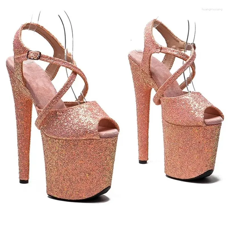 Sapatos de dança moda 20cm/8 polegadas glitter plataforma de chapeamento superior sexy sandálias de salto alto pólo 258