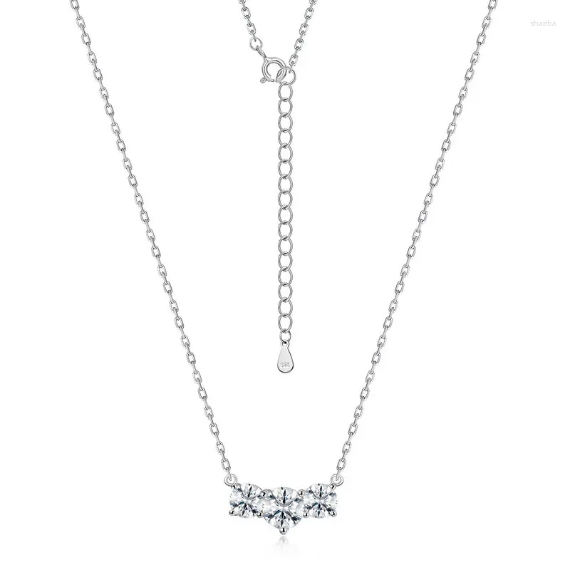 Цепи с перекрестием, вечное блестящее ожерелье из камня Мосанг для женщин, серебро S925, три жизни, обещание, бриллиант