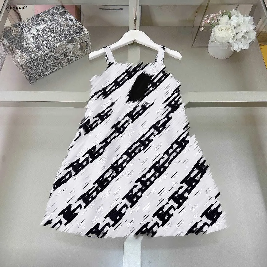 Luxury designer kids clothes girls Camisole dresses baby skirt Princess dress Size 90-150 CM Black and white stripe child frock 24Mar