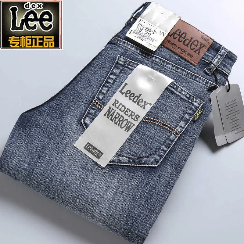 Jeans Leedex da uomo primavera ed estate tubo dritto sciolto business casual elastico pantaloni lunghi da uomo di mezza età e giovani stile sottile