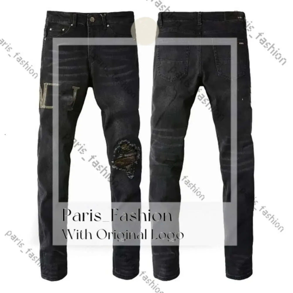 Hommes Femmes Designer Violet Jeans Grande Taille Denim Pantalon Pantalon Perforé Hip Hop Perforé Zipper Amris Pantalon Lettre Patch Slim Fit Élastique Violet Jeans 676