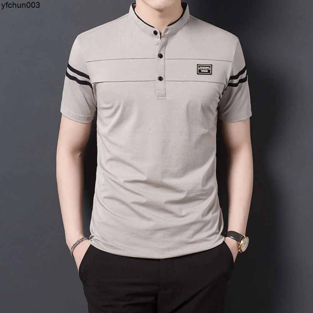 Summer Mens T-shirt Fashion Stand Collar Trend Slim Fit Youth Short Sleeve Casual Korean Version