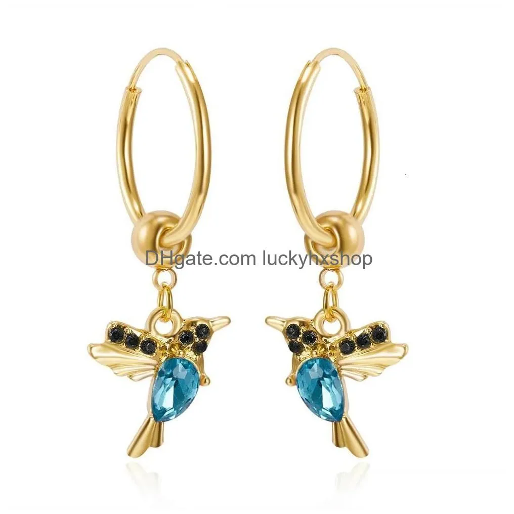 Stud Ksra Mode Longue Suspension Oiseau Boucles D'oreilles Pour Femmes Élégant Cristal Fille Goutte Gland Boucle D'oreille Dames Bijoux 230710 Livraison Dh0Ap