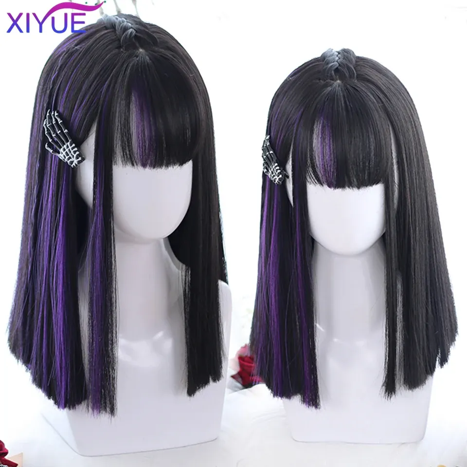 Xiyue preto ombre roxo curto bob perucas sintéticas para mulheres natur synthet loira cosplay synthet cabelo natural lolita pelucas