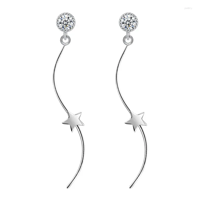 Boucles d'oreilles pendantes, personnalité de la mode japonaise et sud-coréenne, cinq étoiles, vague douce après pendaison