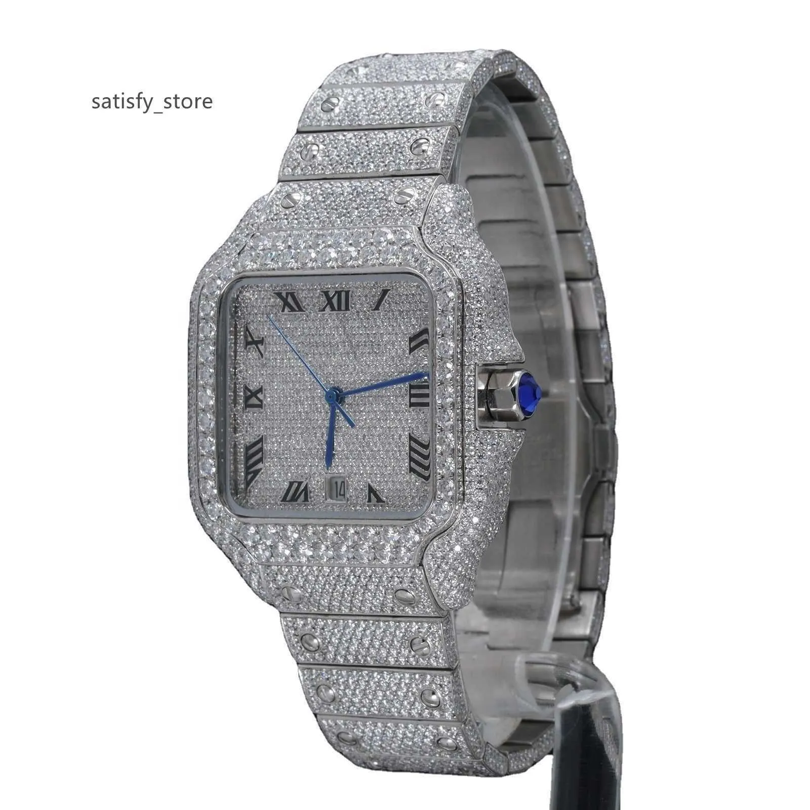 Nuevo Iced Out Tester Pass VVS Diamante Natural Alta Calidad Lujo Oro Plata Original Hip Hop Hombres Moissanite Diamante Reloj de pulsera