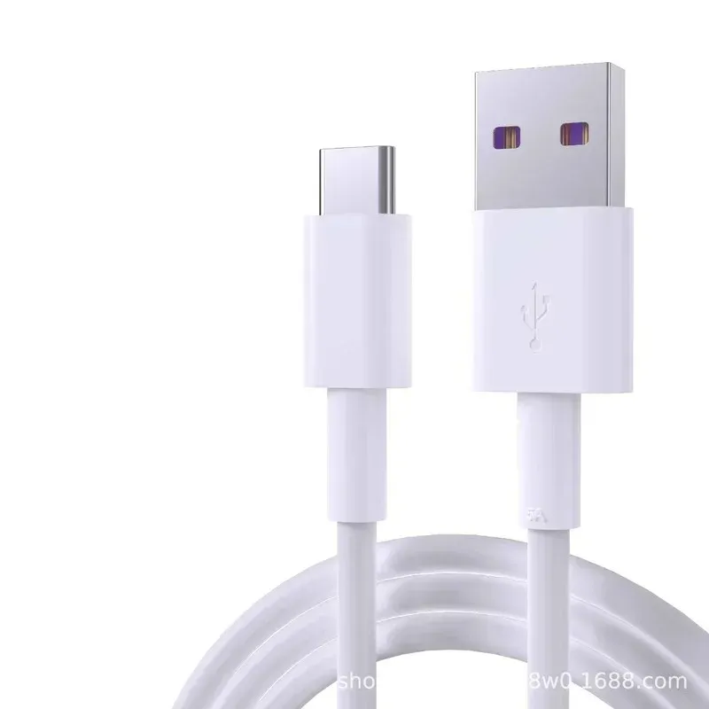 2024 Snabbladdning 5A USB Typ C -kabel för Samsung S20 S9 S8 Xiaomi Huawei P30 Pro Mobiltelefonladdningstråd Vit kabel