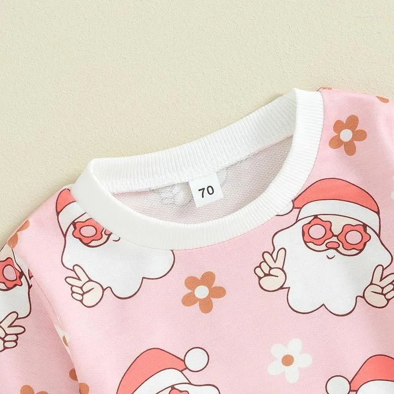 Комплекты одежды для маленьких девочек и мальчиков, рождественская одежда, свитшот с принтом Санта-Клауса, длинные штаны, милая осенне-зимняя одежда