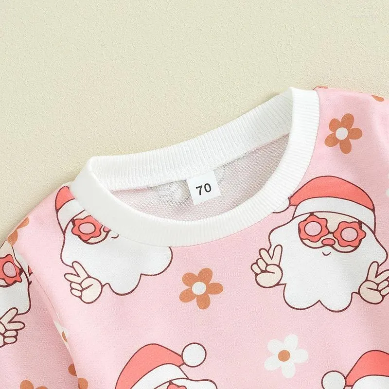 Set di abbigliamento Bambino Neonata Ragazzo Vestiti di Natale Felpa con stampa di Babbo Natale Pantaloni lunghi Autunno Inverno Abiti carini