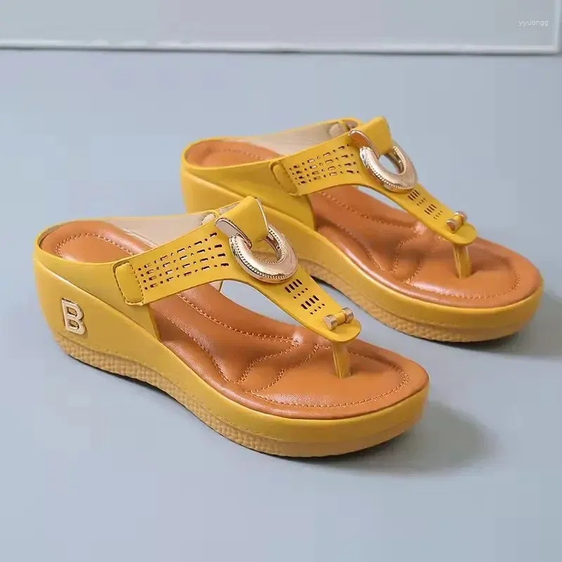 Zapatillas 2024 Verano Mujer Roma Cuñas Plataforma Causal Playa Mujer Talla grande 43 Cómodas Diapositivas