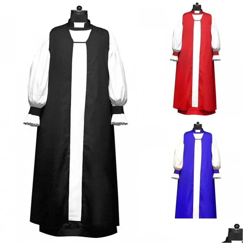 ملابس عرقية رجالي chimere و rochet مجموعة الكنيسة الأزياء الطويلة الأكمام النحيفة cassocks cassocks stand tricle