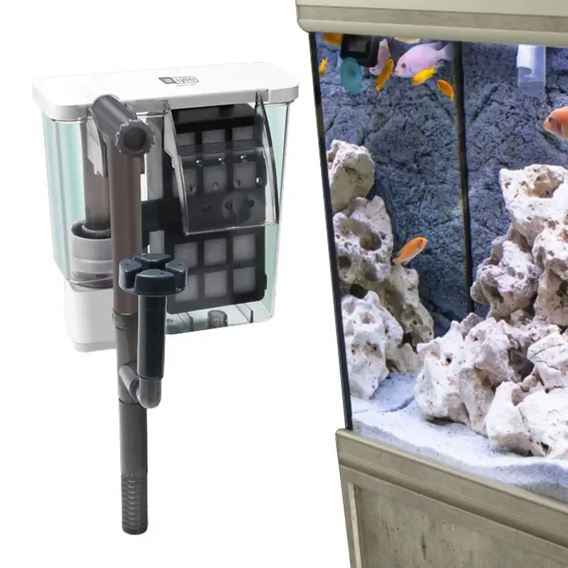 Accesorios Filtro de tanque de peces Cascada Colgar en bomba de oxígeno externa Filtro de agua Calidad de agua pura para acuario Mini filtro de tanque de peces