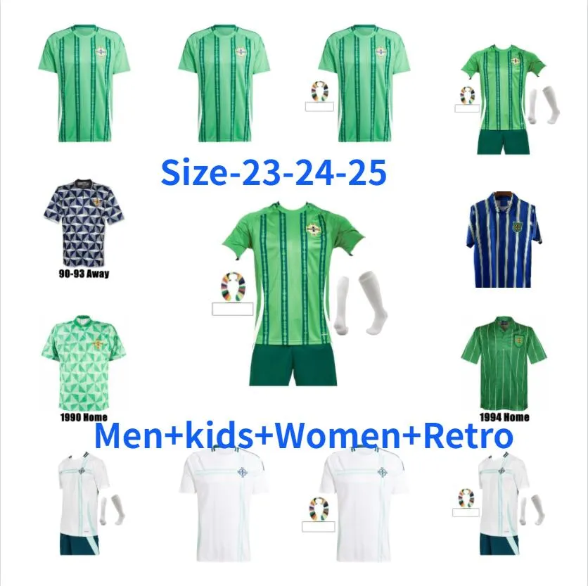 2024 25 Northern Ireland Magennis Euro Cup Soccer Jerseys 23 24 Evans Lewis Saville Thompson McNair Ballard Man Kids Kits voetbalshirt 1979 1990 1990 1992 1994 Retro