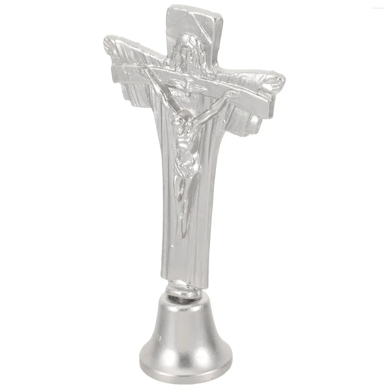 Dekorativa figurer legering Standing Cross Desktop Decor Metal Ornament Craft Home