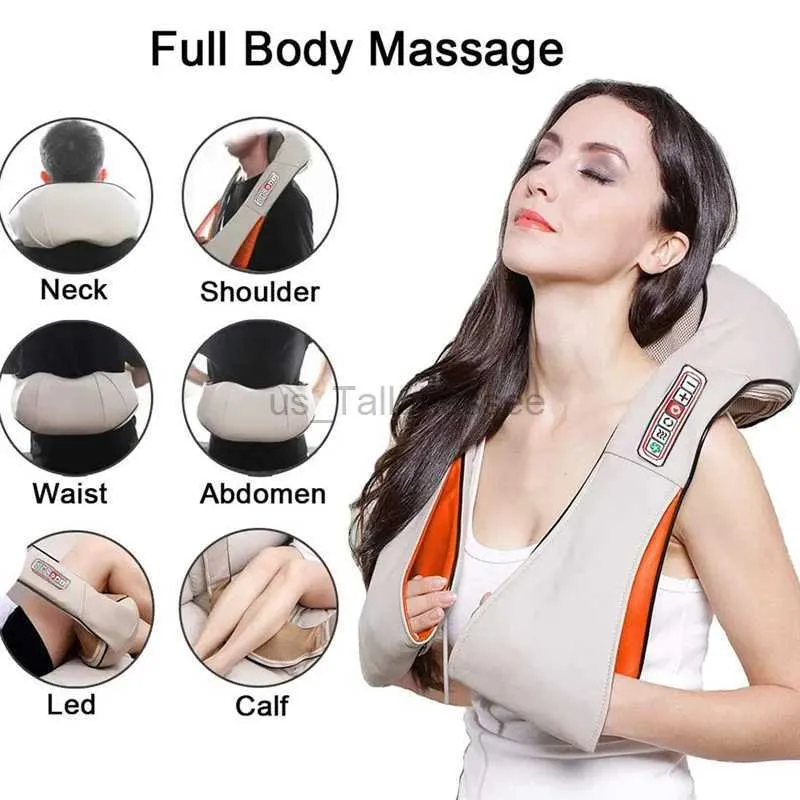 Masaj boyun yastıkları u şekil elektriksel shiatsu masaj şal arka boyun omuz gövdesi masaj cihazı kızılötesi ısıtmalı yoğurma araba/ev masaj şal 240322