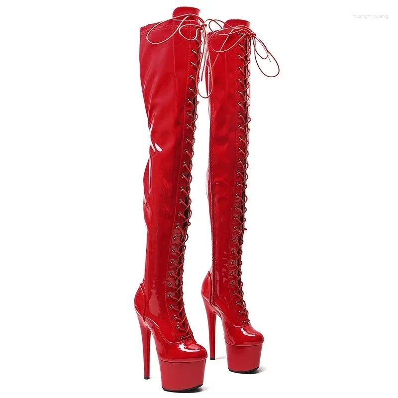 Dance Shoes Women's 17CM/7Inches PU Upper High Heel Platform Thigh Boots Closed Toe Pole 043