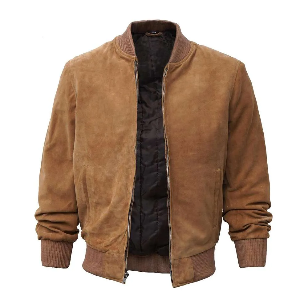 Fjackets Real Suede Bomber Jackets för - Baseball Leather Jacket Men