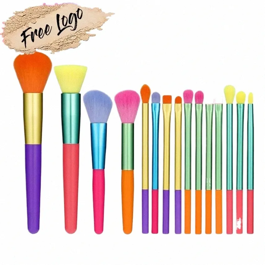 custom 15pcs Multicolor Makeup Brushes Set Profial Makeup Eye Shadow Foundati Powder Soft Private Label Bulk C45j#