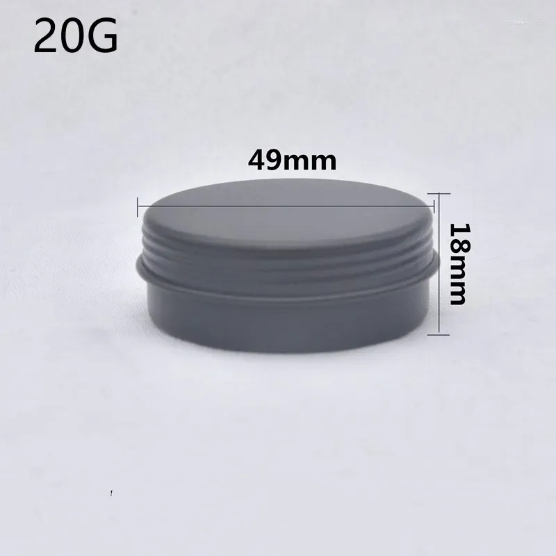 Storage Bottles 50pcs 20g Black Empty Aluminum Container With Screw Cap Metal Tea Pot Containers Cream Cosmetic Packaging