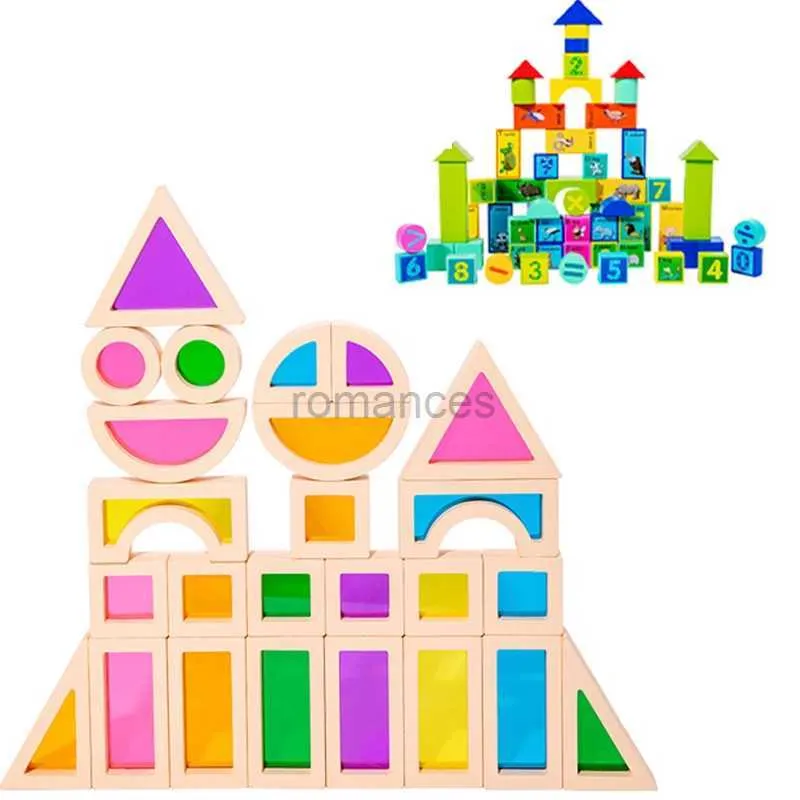 Ordinamento Nidificazione Impilabile giocattoli 60 pezzi/25 pezzi Montessori blocchi impilabili arcobaleno in legno macchine per assemblaggio cognizione digitale animale architettonico 24323