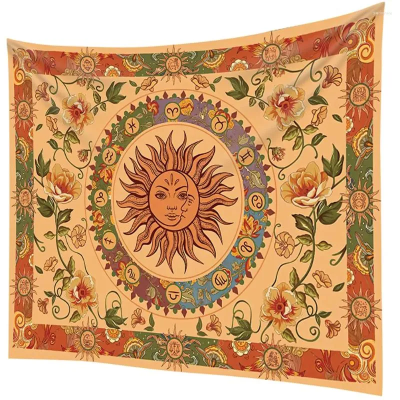 Tapisseries Sun Moon Tapestry Officy Wall Decor Bakgrund Hängande borstat tygfiltfestfestfestfest