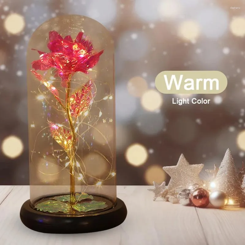 Decoratieve bloemen Eeuwige roos LED-licht Creatief sterrenstelsels Foliebloem Batterijaangedreven Valentijnsdagcadeau voor vriendin