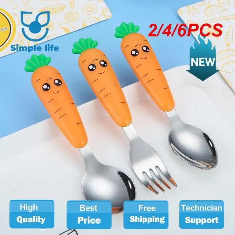 Dinnerware Sets 2/4/6PCS Easy To Clean Carrot Cutlery Storage Baby Feeding Accessories Toddler Equipment Childrens Tableware