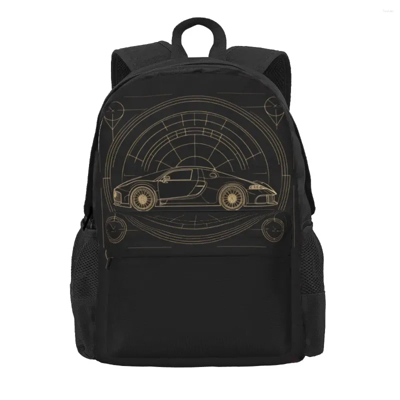 Rucksack Supersportwagen Student Astro Geometrie Minimalistische Kunst Große Rucksäcke Polyester Kawaii Schultaschen Täglicher Design-Rucksack