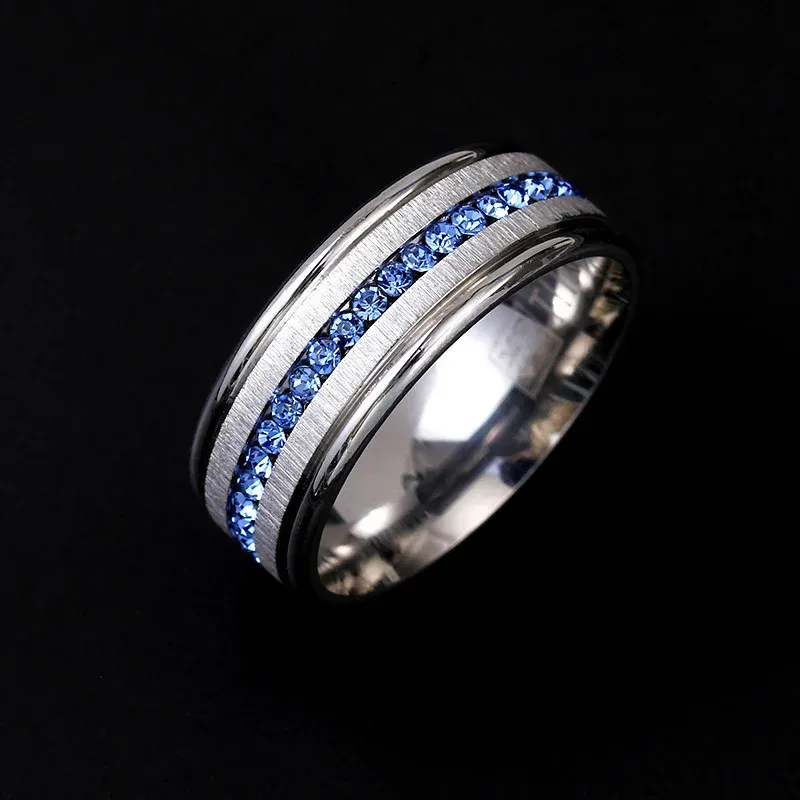 Mens Womens Titanium 14K White Gold Rings Single Row Cubic Zirconia Wedding Rings Engagement Rings Couple Rings
