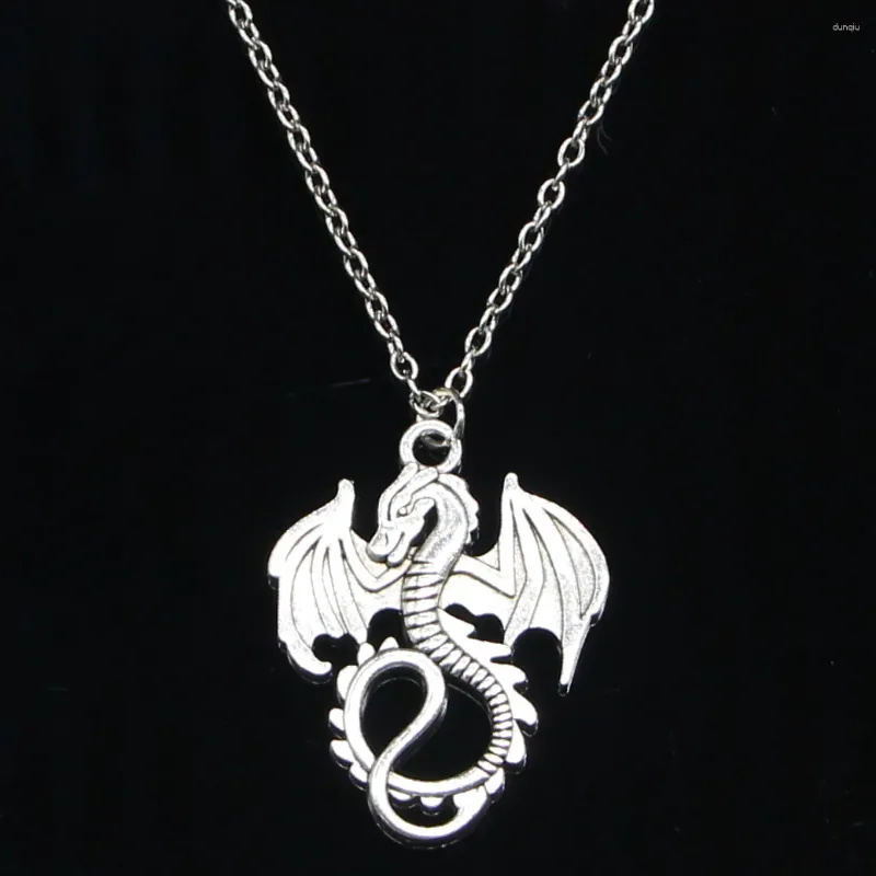 Chains 20pcs Fashion Necklace 34x26mm Dragon Loong Pendants Short Long Women Men Colar Gift Jewelry Choker