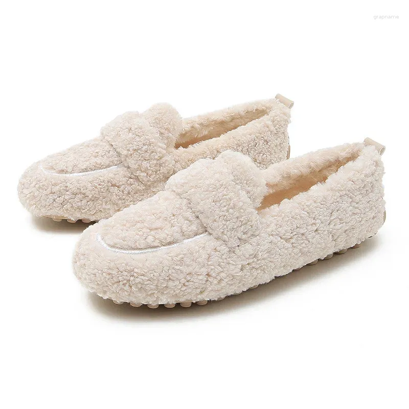 Casual Shoes 2024 Women's Winter Warm Outdoor Plush Design British Style White Snow Boots Ladies' Flats